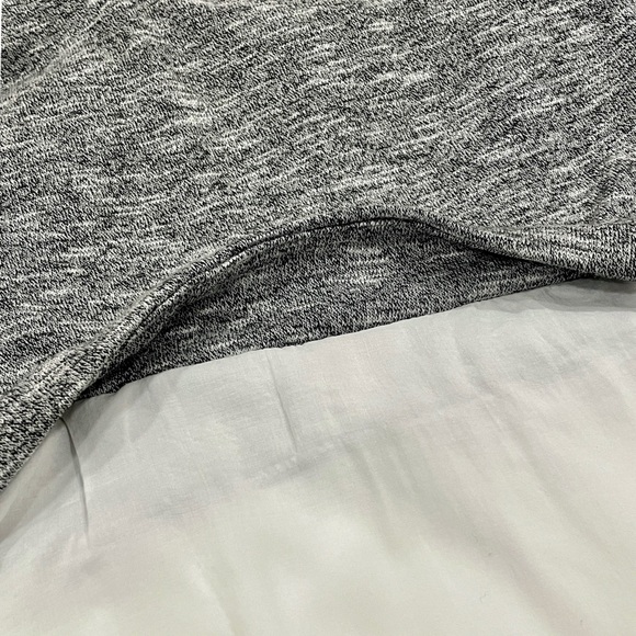 BCBGENERATION Heather Gray & White Mixed Media Long Sleeve Ruffle Cuff Blouse - Picture 6 of 12